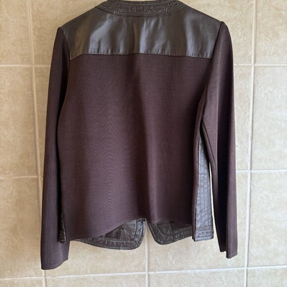 Vtg Nygard Collection Womens Leather & Knit Jacket Brown Textured Zip Med 10/12 - Picture 4 of 10
